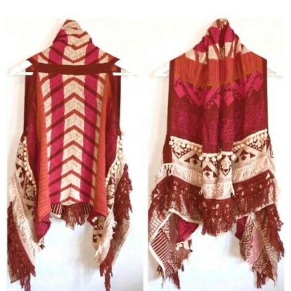 LIKE NEW ANTHROPOLOGIE BOHO FRINGE VEST. - Picture 3 of 8